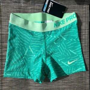 NWT Nike Pro Shorts in aqua and mint green